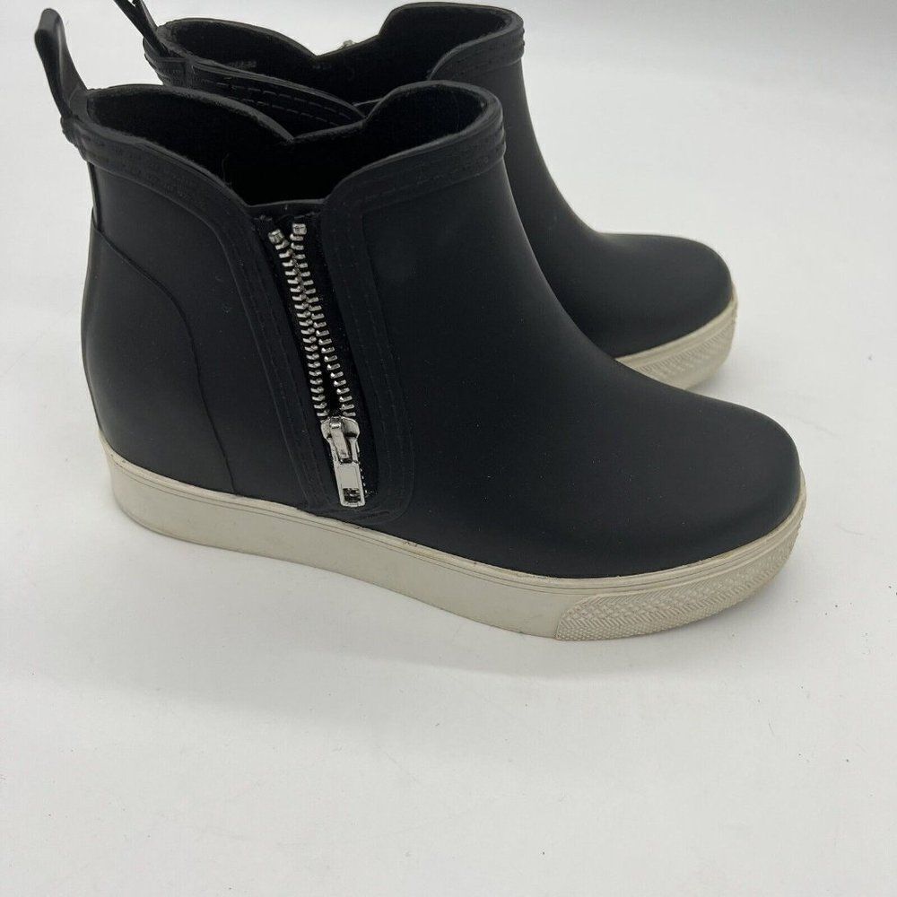 Steve Madden Wedgie Waterproof Rubber Boots Black Women's 7 Hidden Wedge